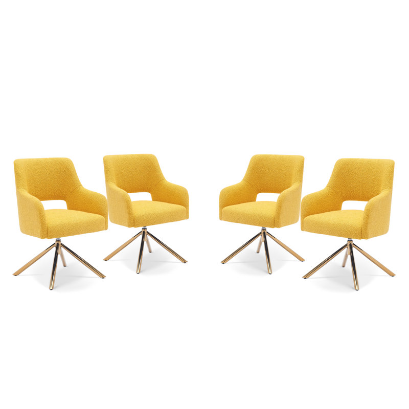 Fauteuil pivotant rembourré Breann, Mélange de polyester jaune