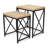 Briarcrest Set of 2 Nesting Side Tables, Modern Wood Top with Black Metal Frame, Brown Finish
