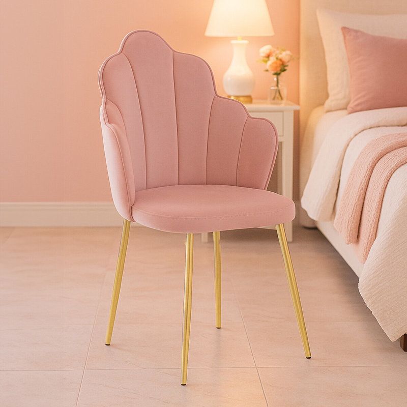 Koval 47cm H Polyester Blend Upholstered Side Chair, Pink, Gold
