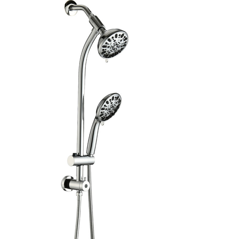 Douche de pluie 5 pouces et 7 jets avec glissière de 26 po, installation facile, angle réglable, buses, débit stable de 1,8 gal / min, commande manuelle
