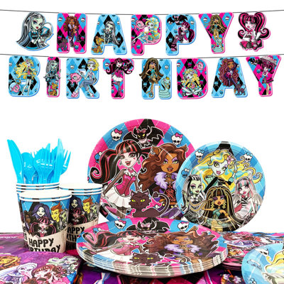 Monster High Birthday Party Tableware Set - Serves 16 Monster High Birthday Party Supplies