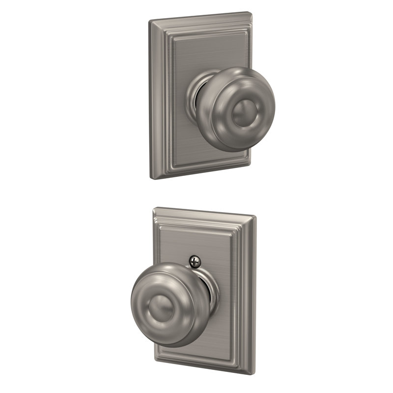 Georgian Knob with Addison Trim Hall and Closet Lock, Satin Nickel