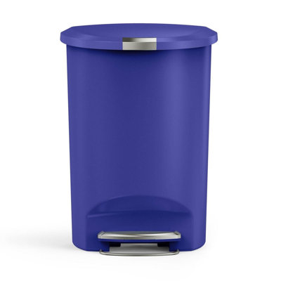 Simplehuman 50 Liter / 13 Gallon Semi-Round Kitchen Step Trash Can with Secure Slide Lock, Plastic