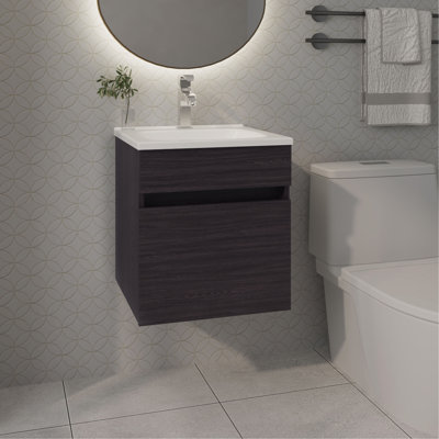 Meuble-lavabo flottant avec lavabo Belle, 1 porte, wengé Belle