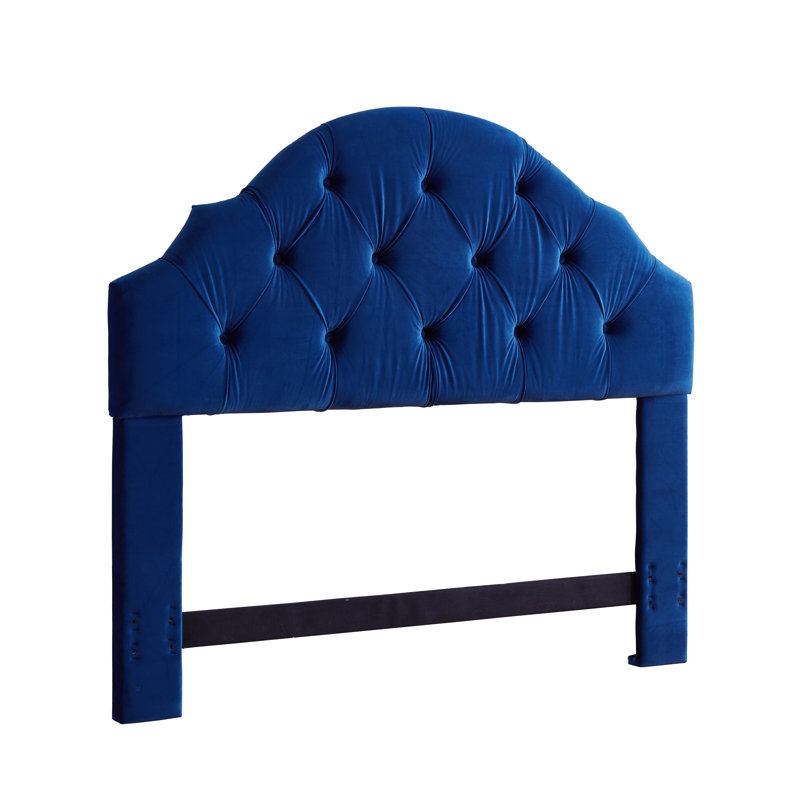 Tête de lit à panneau rembourré Everett, Velours bleu saphir, Très grand