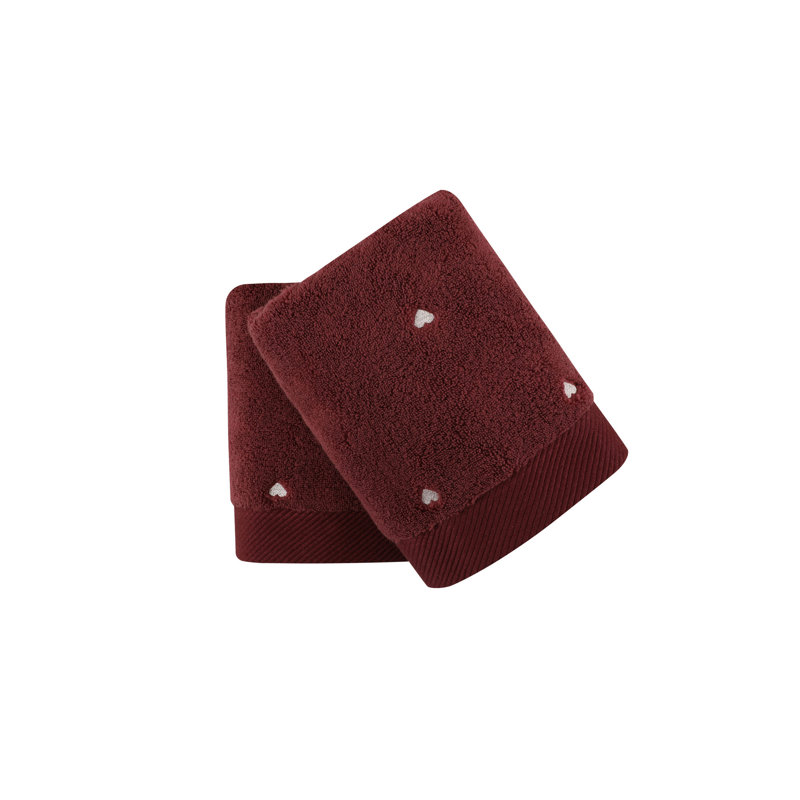 Ensemble de 2 serviettes 100% coton Jazmenn, Fuchsia / crème