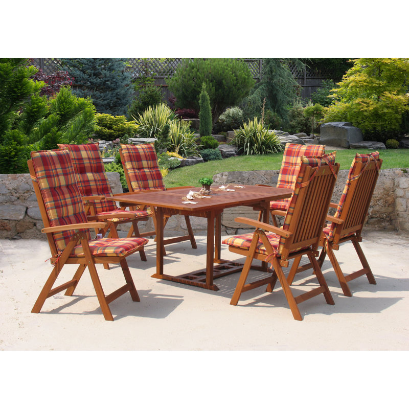 Mcconkey Rectangular Acacia Extendable Outdoor Dining Table With Umbrella Hole , cm W cm D, 120 - 180cm L x 90cm W
