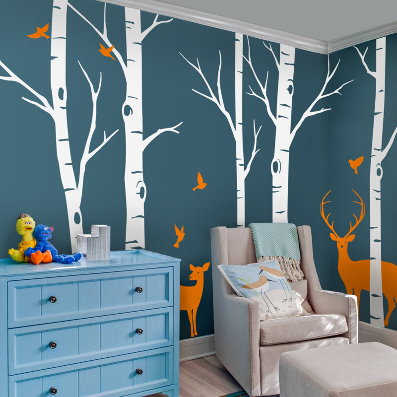 Décalcomanie murale abeille harriet, H 108 po x l 182 po, Blanc / Orange