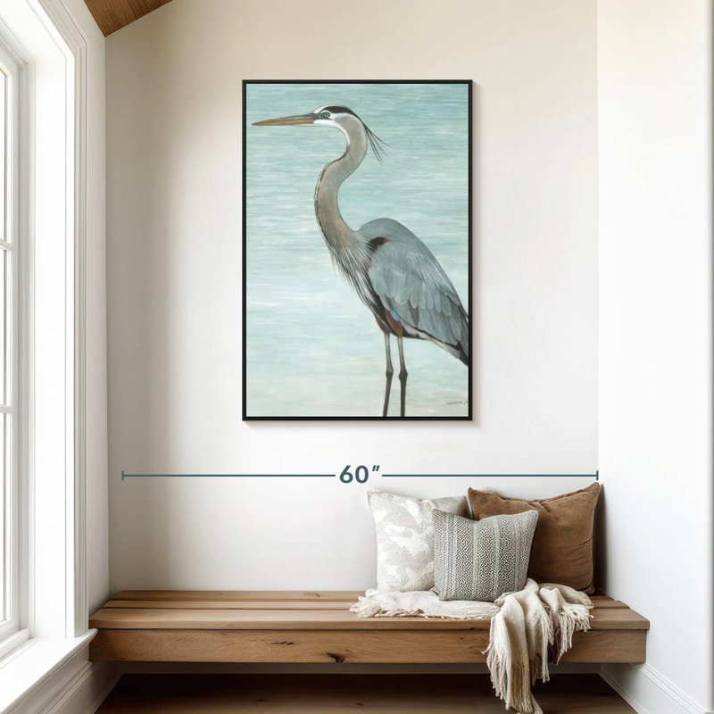 Grand héron, Cadre flottant noir, 29 po x 43 po