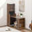 Mid-century Multi-use Extenable Cabinet Desk With Storage Peg Board, Storage Cabinet With Sliding Glass Doors, Led Light, Free Cat Cushion And Cat Toy