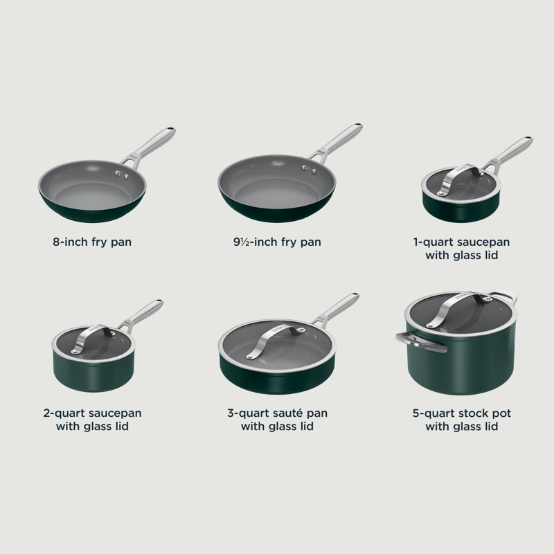 Ninja Neverstick Ceramic Pro 10-piece Cookware Set, British Racing Green