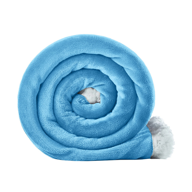 Formaran Sherpa Fleece Fur Thick Reversible Blanket Throw, W150 x L200cm, Light Blue