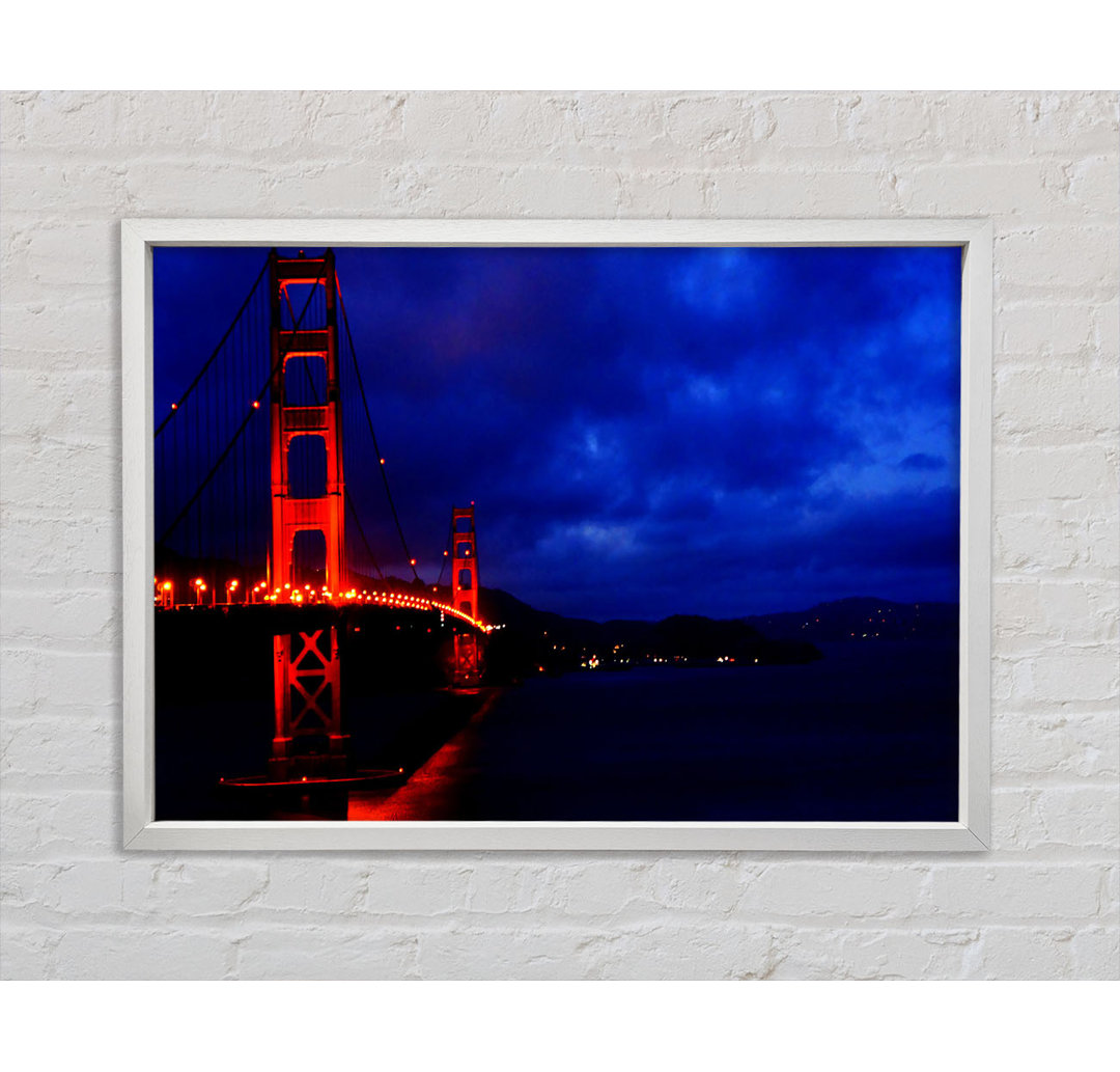 Golden Gate Bridge Rote Lichter - Einzelner Bilderrahmen Kunstdrucke auf Leinwand