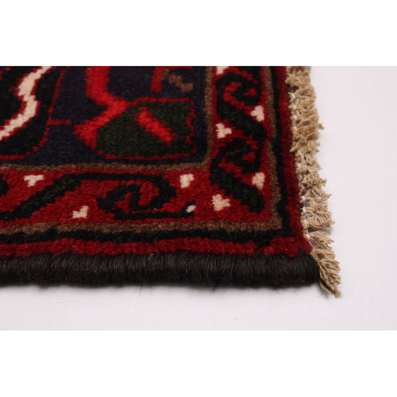 Tapis rouge unique en laine de style années 1990 4 pi 2 po x 6 pi 1 po Paciencia
