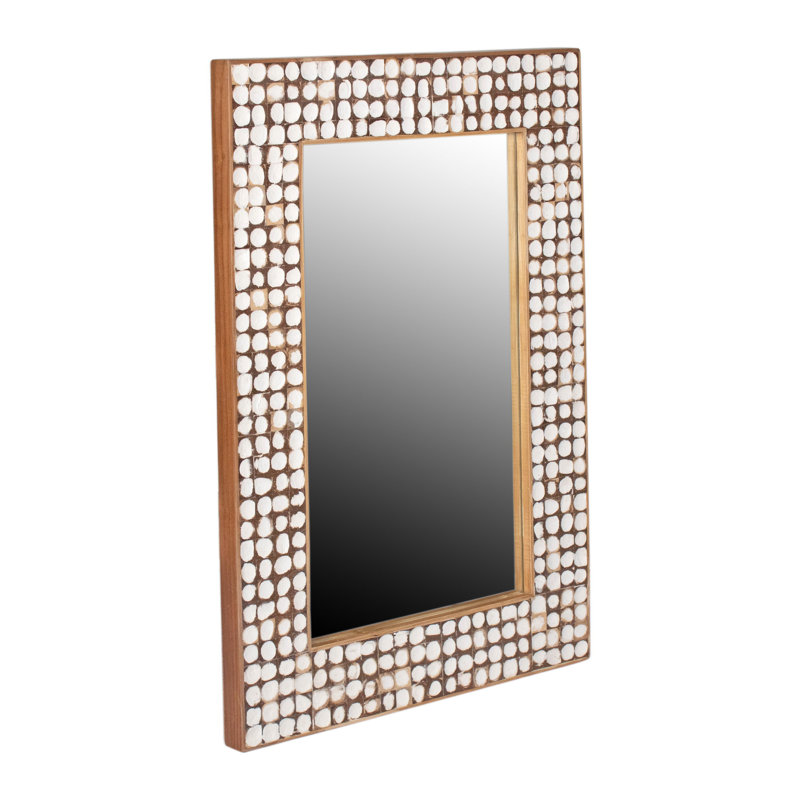 Abbie Rectangular Coconut Shell Mirror, White