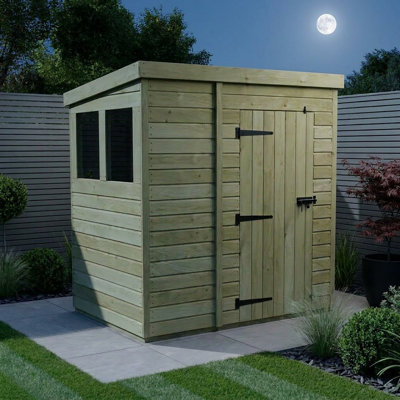 Total Sheds 6ft x 4ft Pent Garden Shed - Single Door - With Windows - Pressure Treated Timber - UK Manufactured