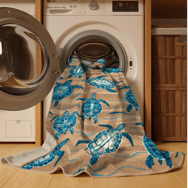  Washable Sea Turtle Migration Coastal Area Rug