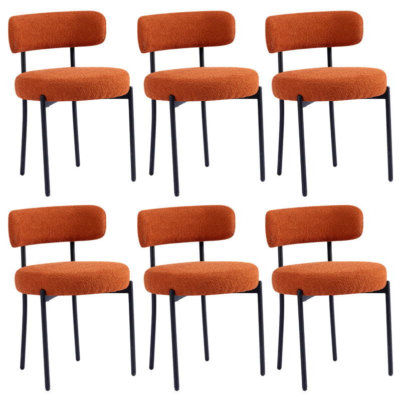 Sherpa Upholstered Metal Dining Chairs, Gray, 4