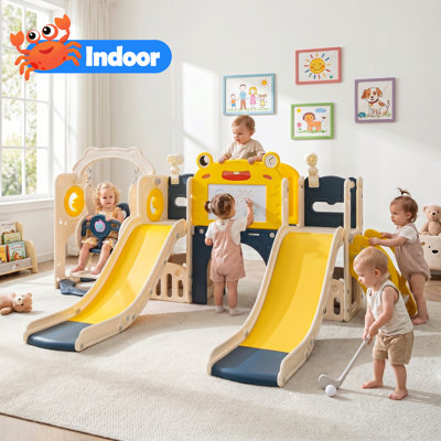 12-In-1 Indoor/Outdoor Playground Slide And Swing Set