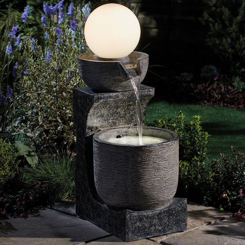 Elleker Outdoor Weather Resistant Cascade Fountain with Lights