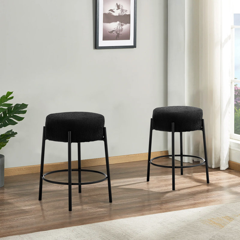 Upholstered Counter Stool, Black, Black