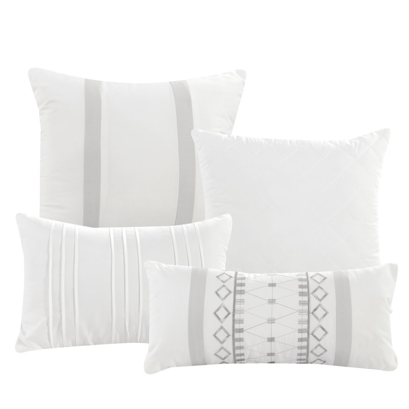 Kriti White Microfiber Queen 7-Piece Comforter Set