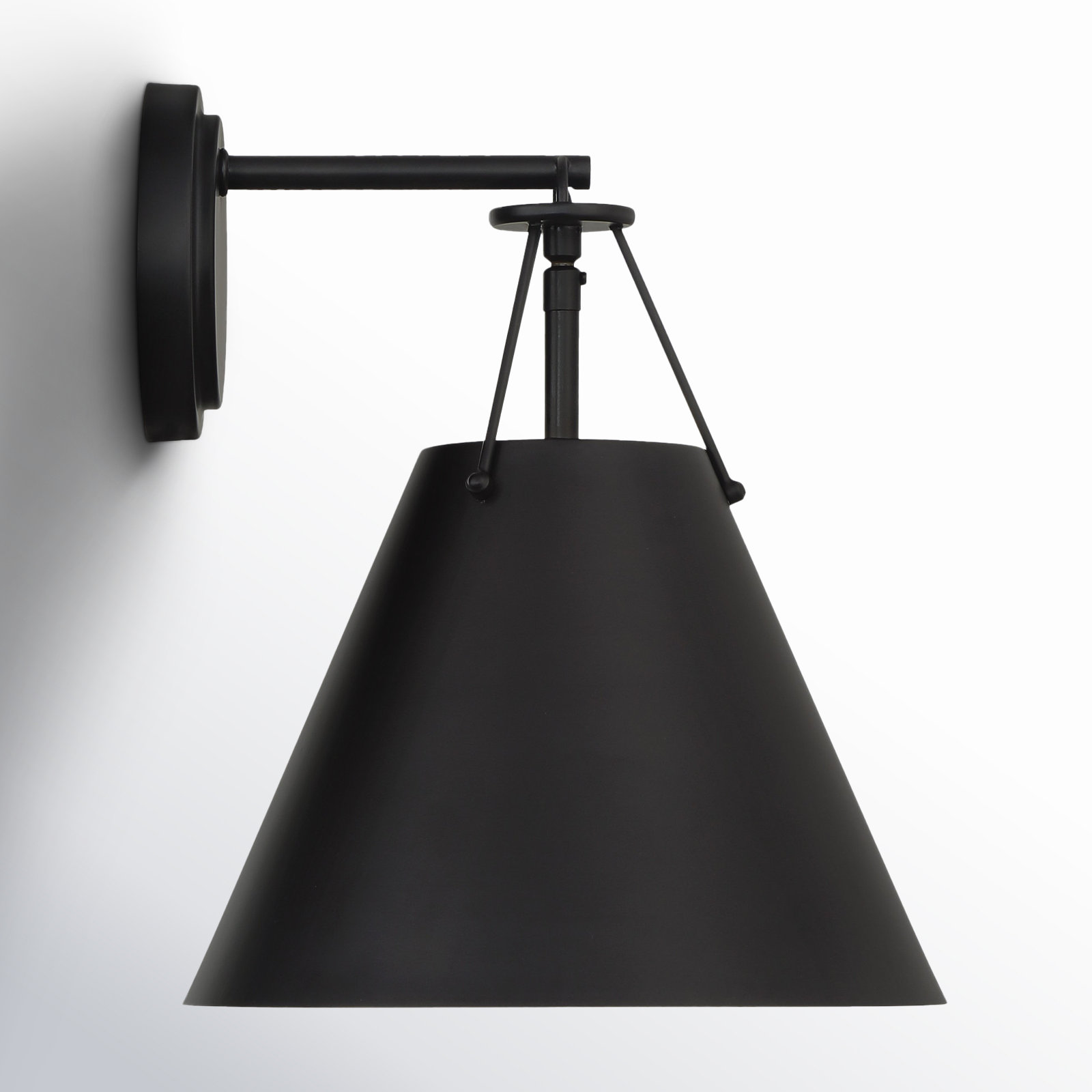 Kinston Single Light Dimmable Armed Sconce, Matte Black, Matte Black