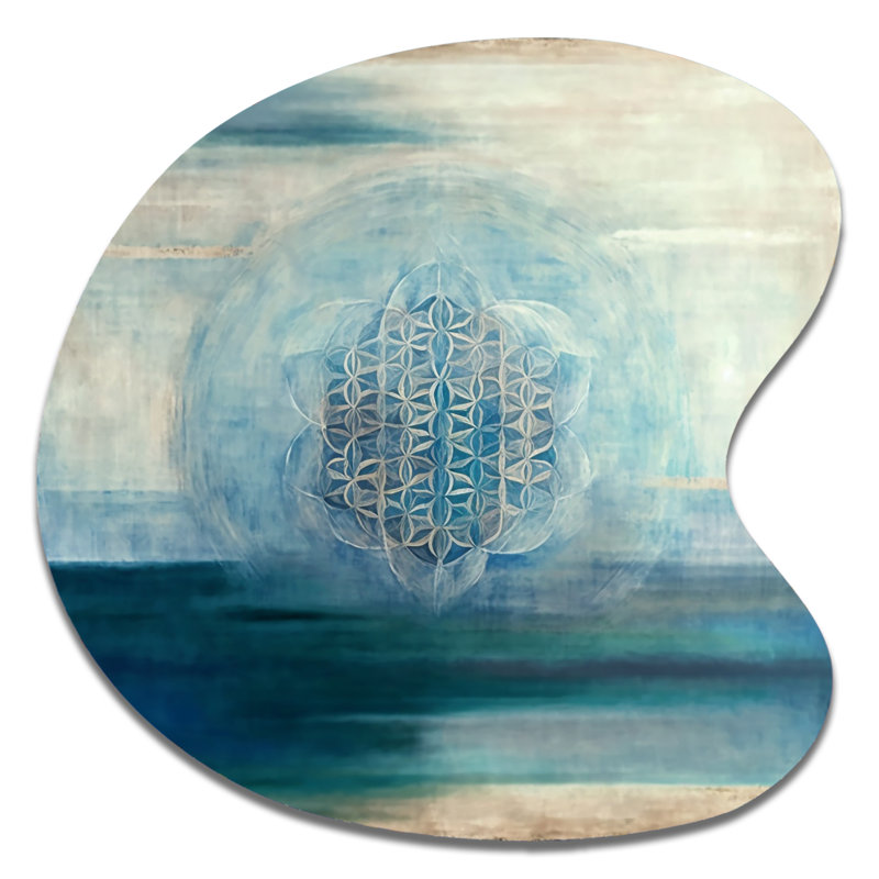 «Antique Sacred Retro Designs IV», art mural asymétrique moderne en forme de goutte géométrique, H 27 po x l 27 po