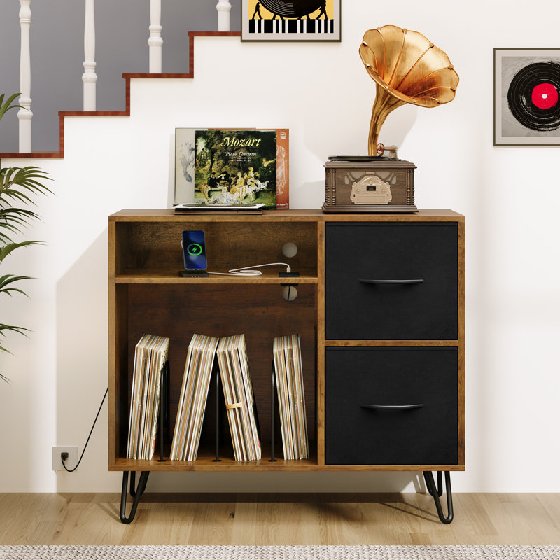 Armoire de rangement audio avec diviseur en métal et tiroirs