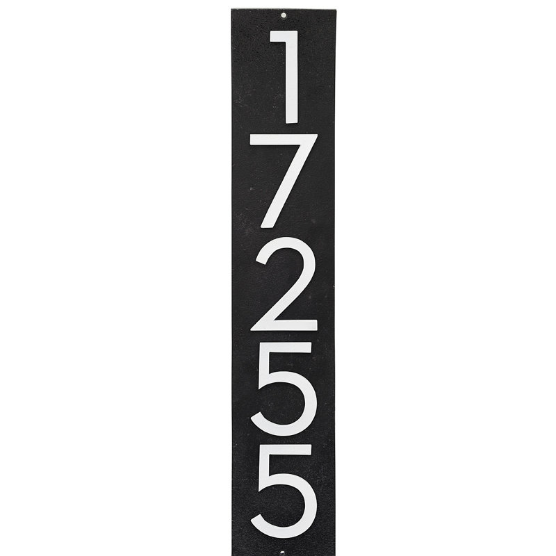 Plaque d'adresse verticale flottante 4 po (5 chiffres), Noir, Blanc, Oui