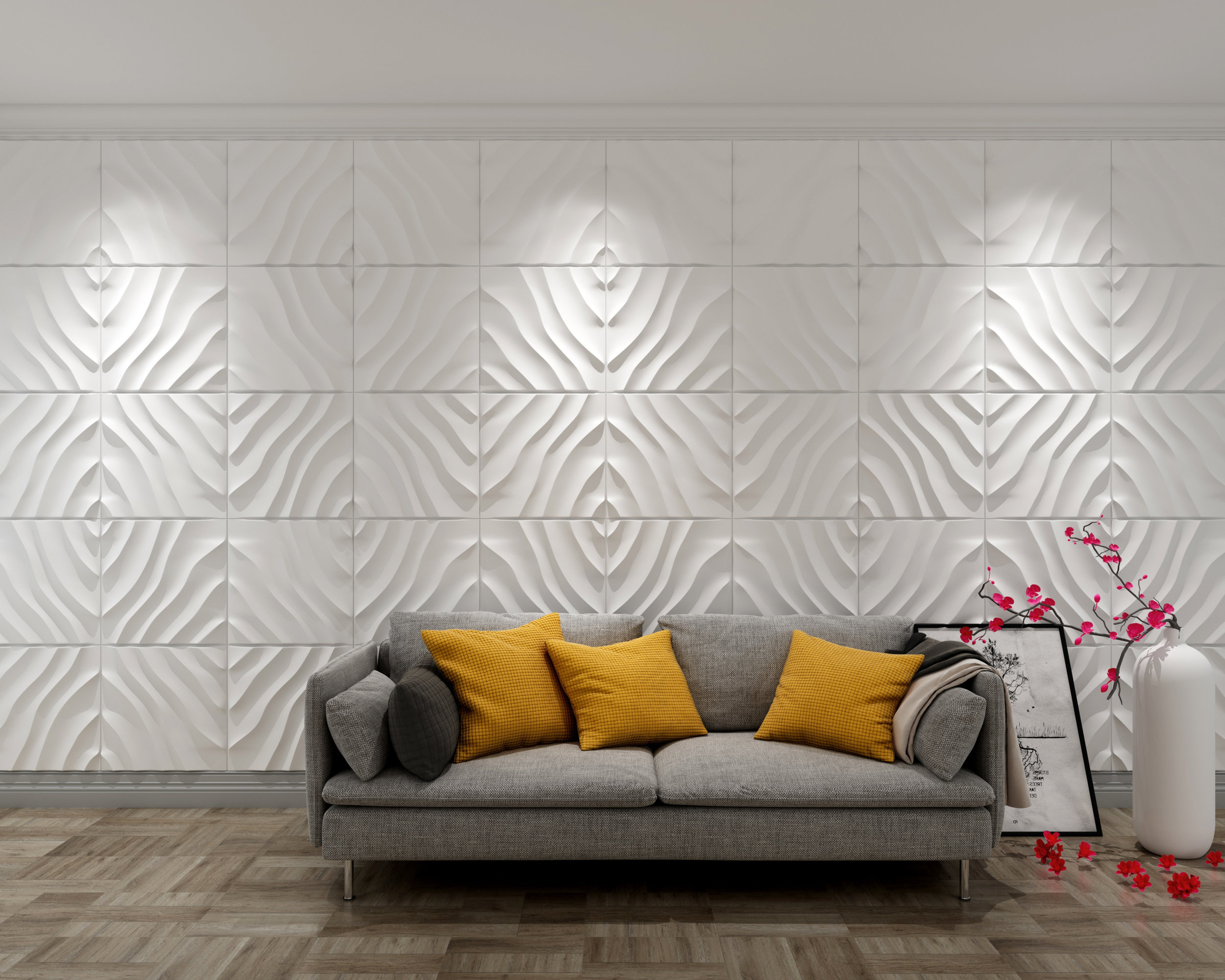 Art3d Star Design Series 19.7 in. x 19.7 in. 3D Embossed Decorative Wall Panel in White 12-Panels