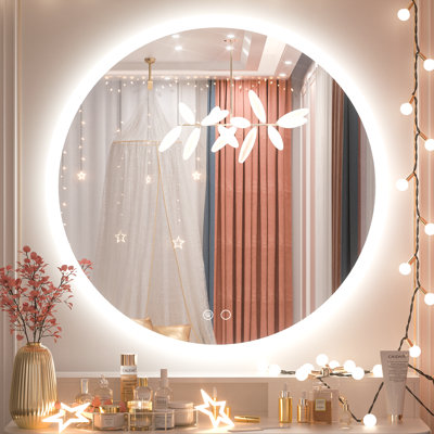 Round Dimmable Anti-Fog LED Vanity Mirror