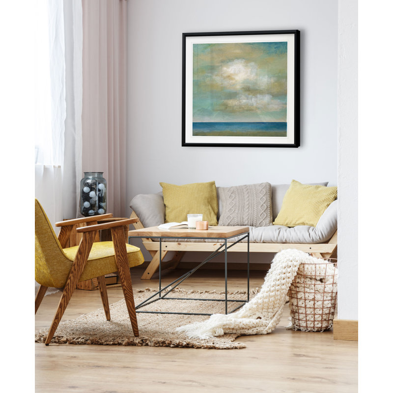 " Cloudscape II ", 30.5" H x 30.5" W x 1.5" D, Black Plastic Framed