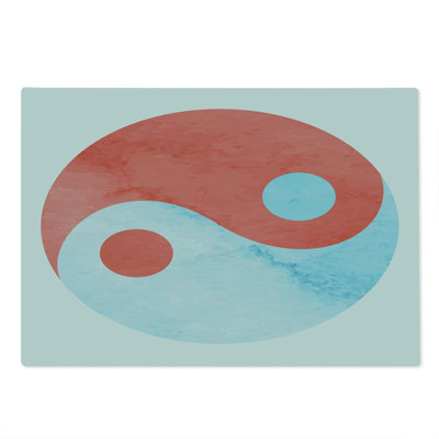 Ambesonne Ying Yang Cutting Board Large Size Watercolor Red Blue White