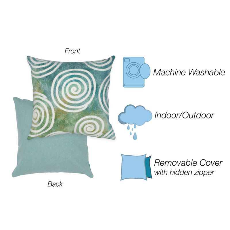 Visions IV Lumbar Rectangular Indoor / Outdoor Pillow, Curl Aqua