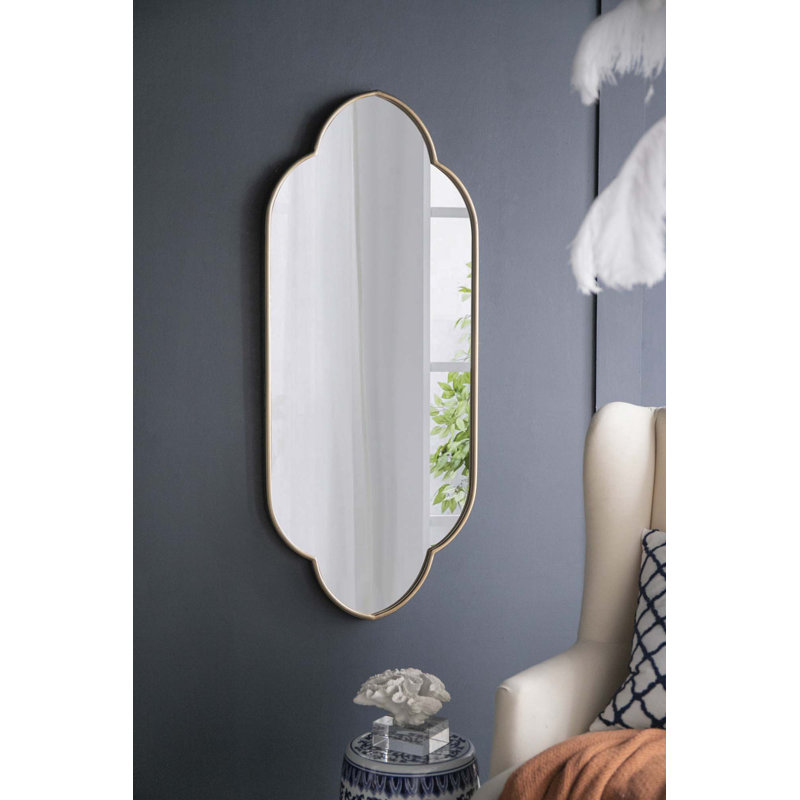 Miroir mural champagne doré avec bords entaillés