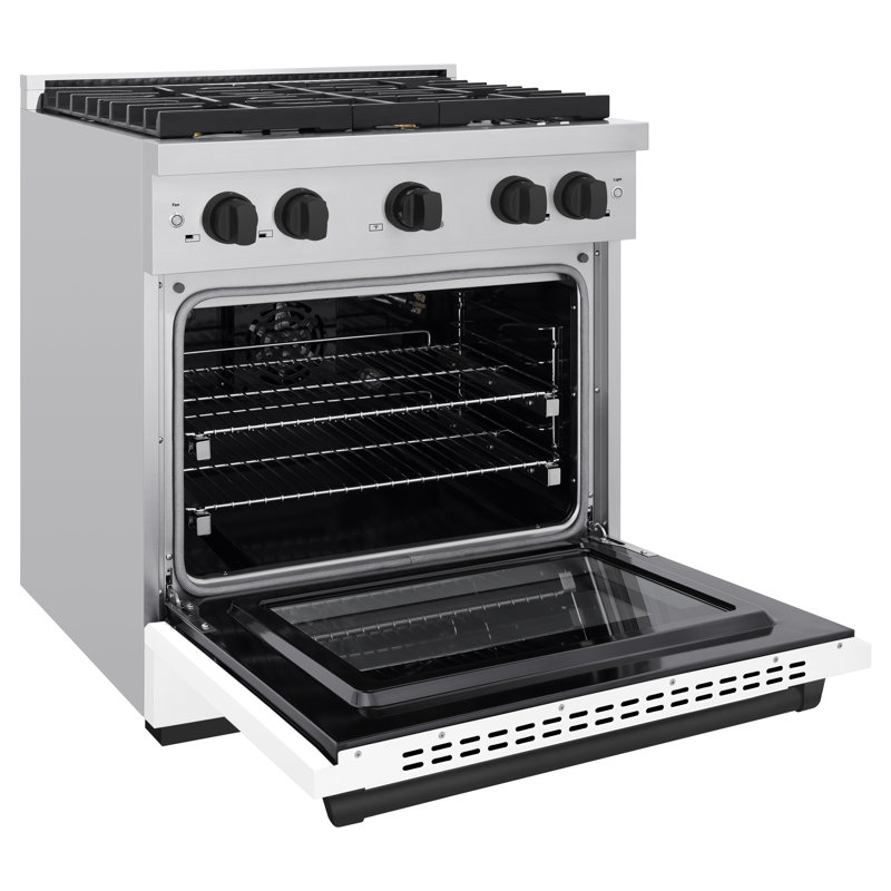 ZLINE Autograph 30" Paramount Dual Fuel Range w/ White Door & Black Accents (SDRZ-WM-30-MB)