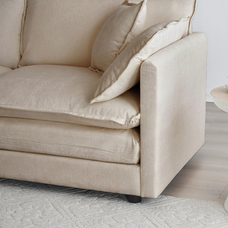 Canapé de salon, canapé modulaire rembourré, canapé 1 place 2 places et pouf repose-pieds 2 pièces, Beige
