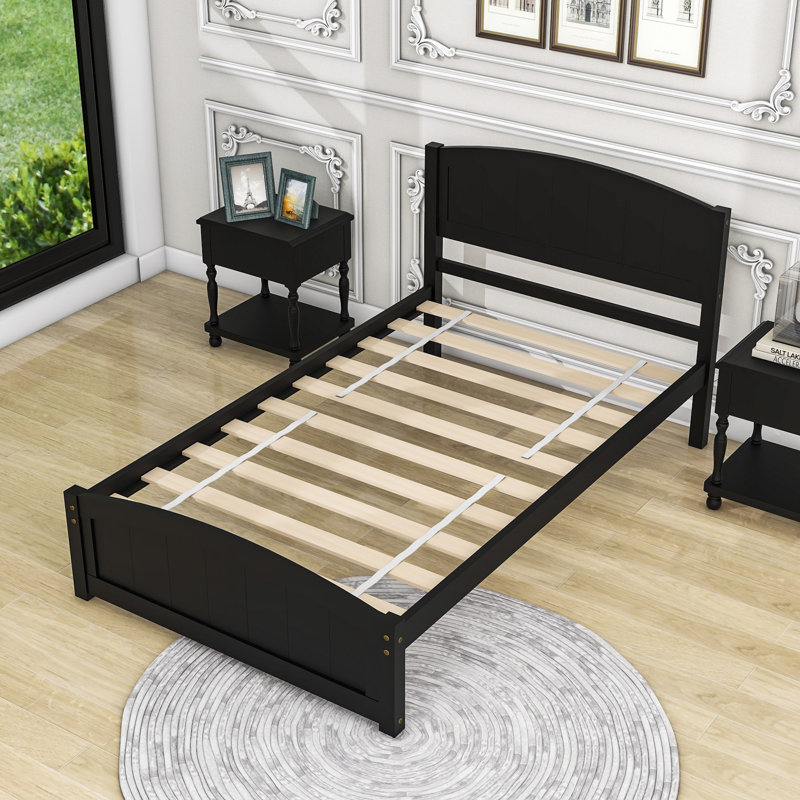 Masonlee Twin Platform Bed with Headboard and Slats, Espresso