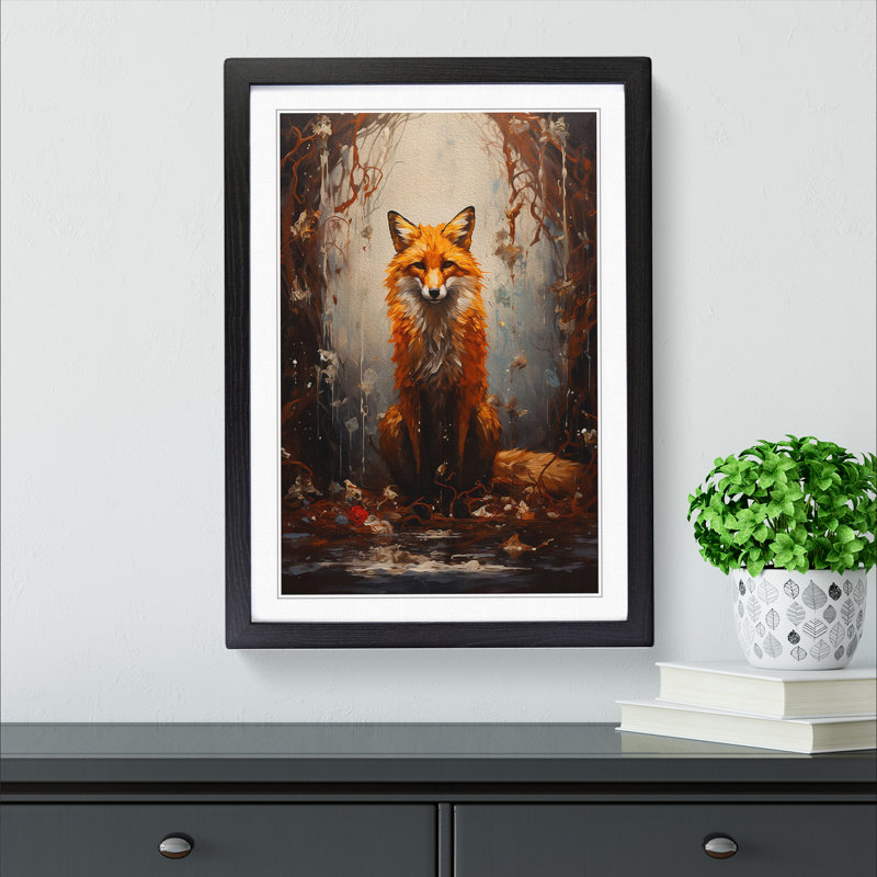 Fox Informel No.2 - Framed Print, Black Framed, 46cm H x 34cm W