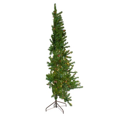 7.5' Pre-Lit Canadian Pine Slim Artificial Christmas Wall Tree - Multicolor Lights -  Northlight Seasonal, NORTHLIGHT V27345