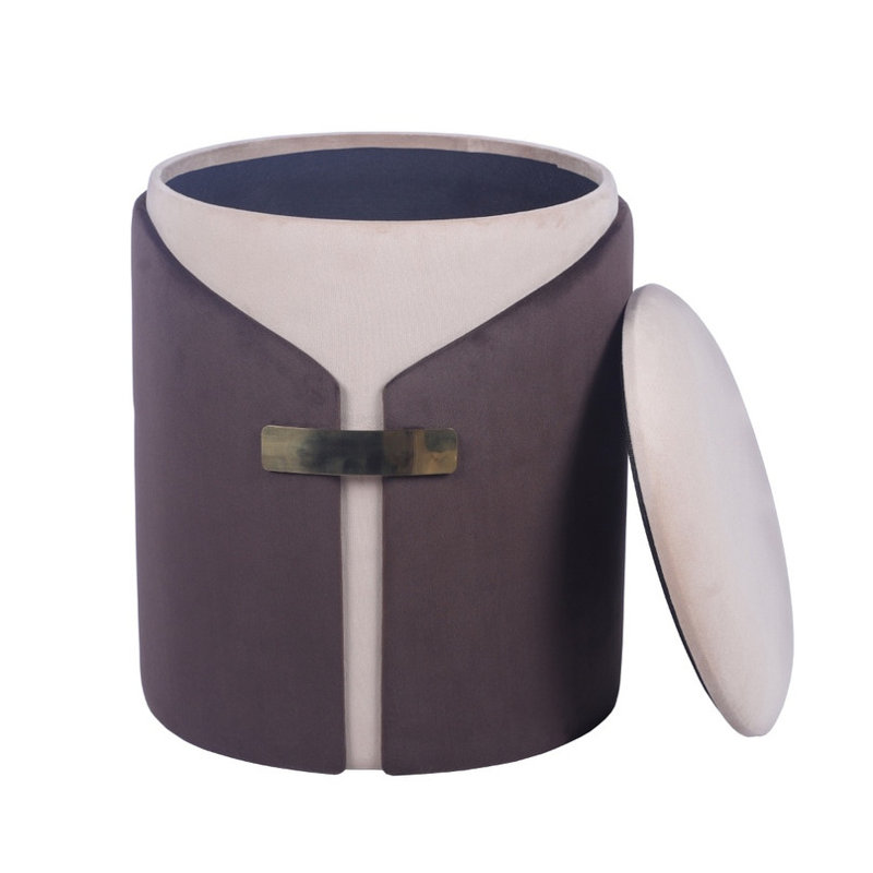 Repose-pieds deux tons avec rangement - parfait comme tabouret de coiffeuse pour la chambre à coucher, convient également aux sièges de salon
