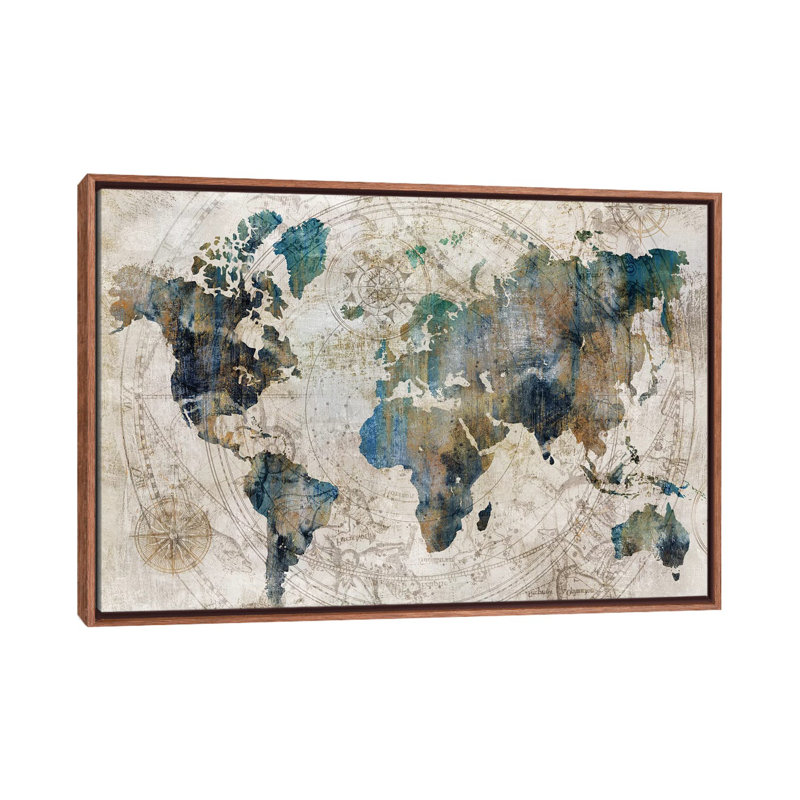 Carte céleste par Isabelle Z - reproduction d'art, H 32 po x l 48 po, Impression encadrée, Cadre bois classique