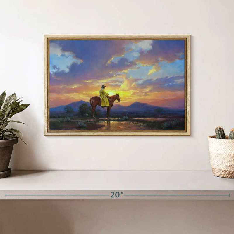 Soleil brûlant, Cadre flottant en bois naturel, 13 po x 9 po