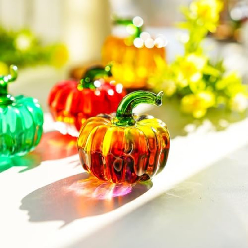 Figurine de citrouille en verre soufflé à la main 2 pouces