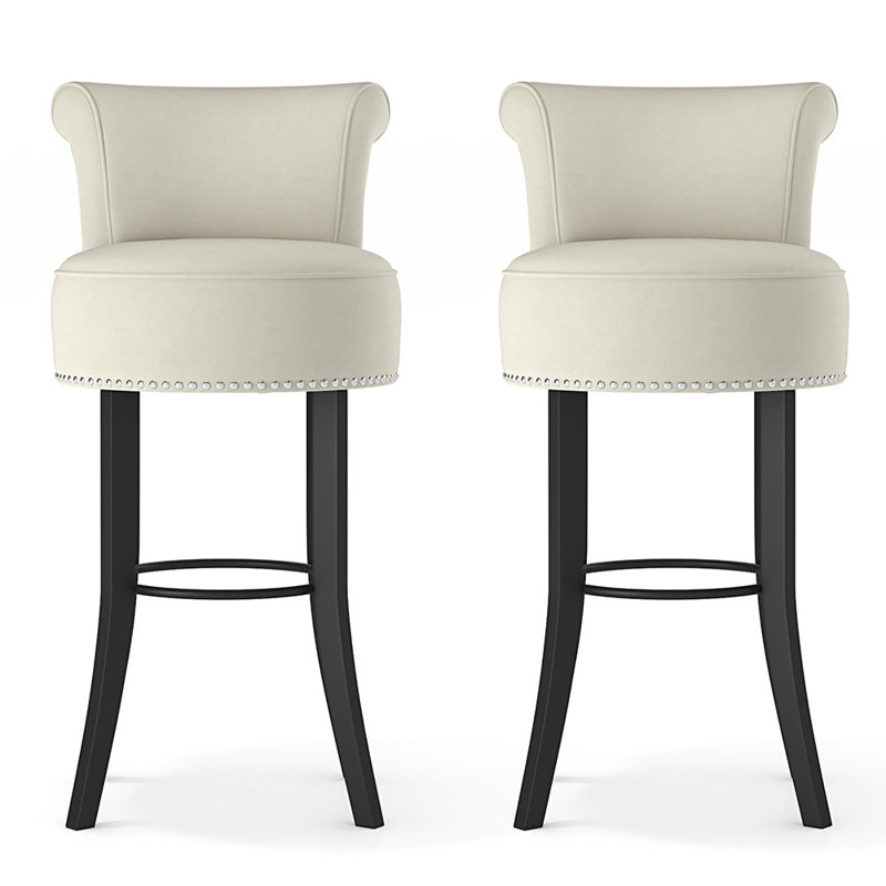 Geneva Upholstered Counter Stool with Solid Wood Frame, Cream
