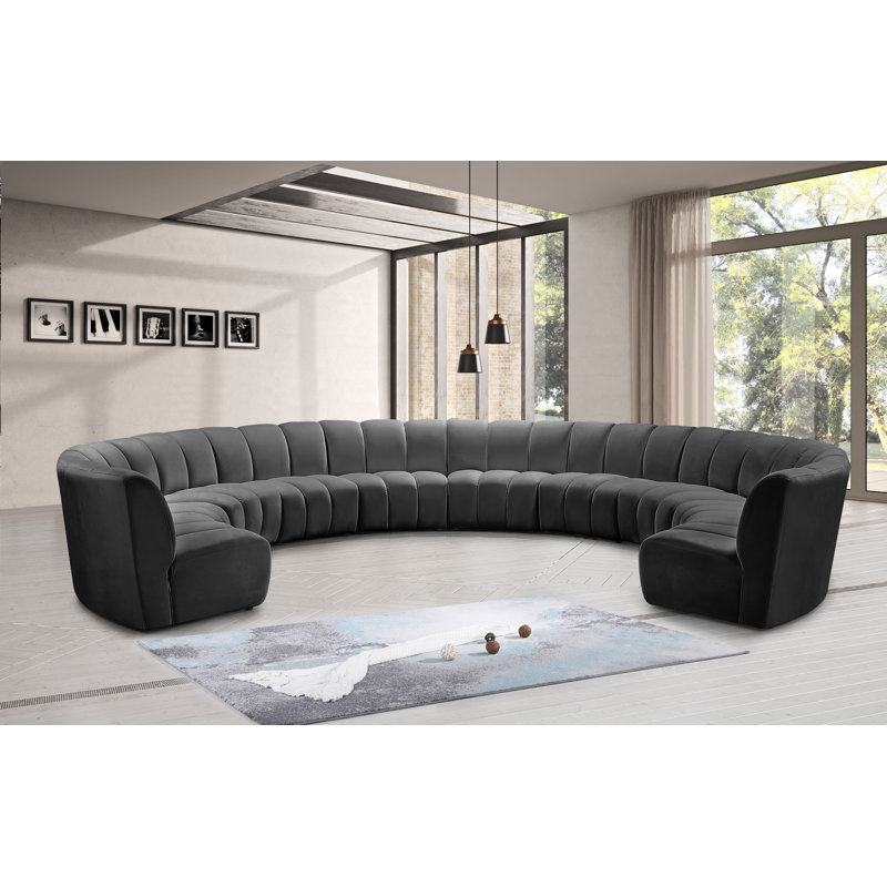 Canapé modulaire en velours Infinity, 10 pièces, Velours gris