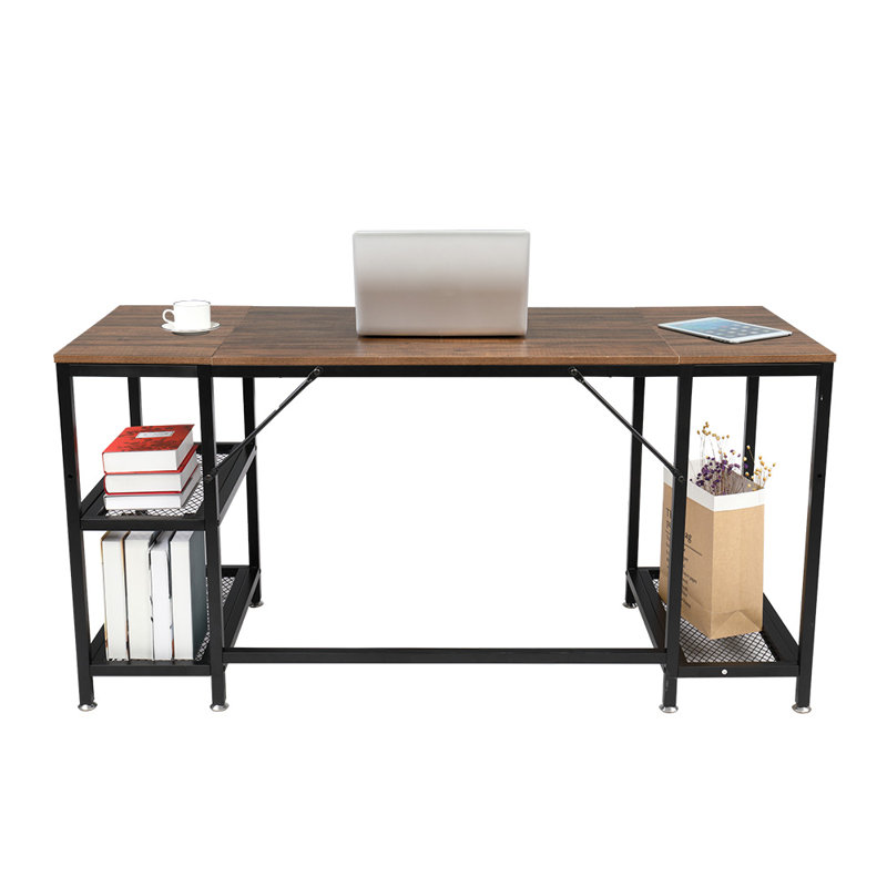 National City Steel Computer Desk, Brown/Black