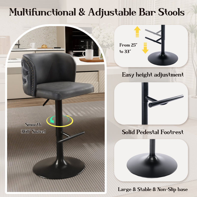 Ensemble de 4 tabourets de bar Modern, Noir, Foncé foncé