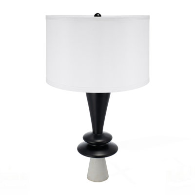 Modern Aluminum Table Lamp With Dual Disc Accents And White Shade, Perfect For Contemporary Home Decor And Task Lighting.